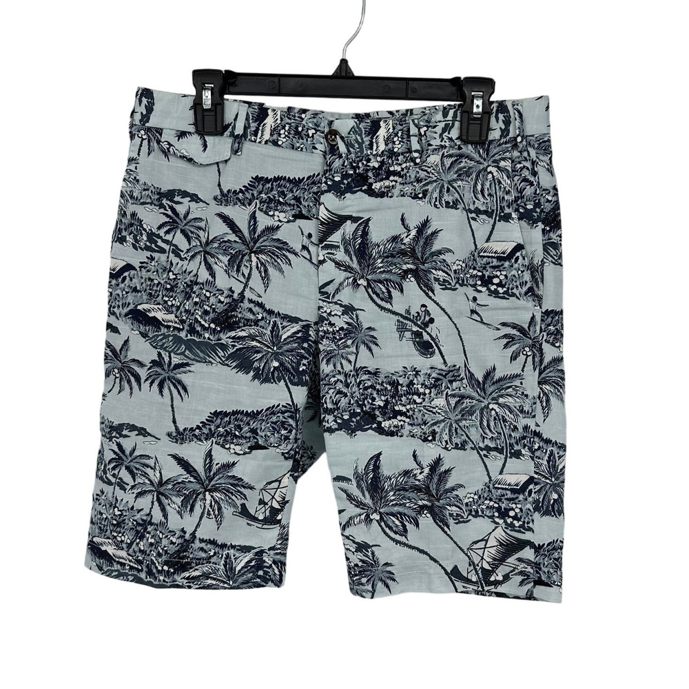 PT Torino printed Bermuda shorts size 32 blue 10" inseam cotton beach surf palm